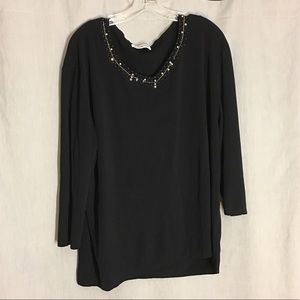 Hannah Jones Black studded pullover knit top Sz 3X